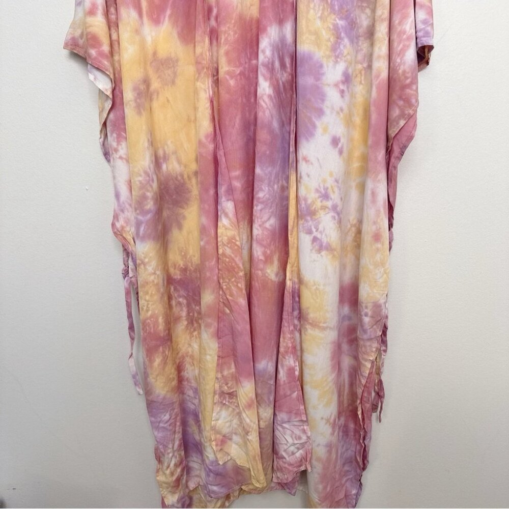 Torrid Womens One Size Pink Tie Dye Longline Ruana Kimono CN - Picture 6 of 11